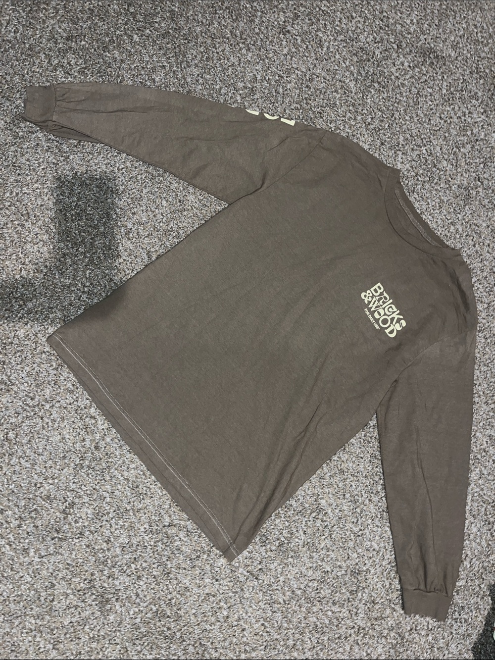 BRICKS & WOOD Olive Crewneck Long Sleeve Tee with Chest Logo